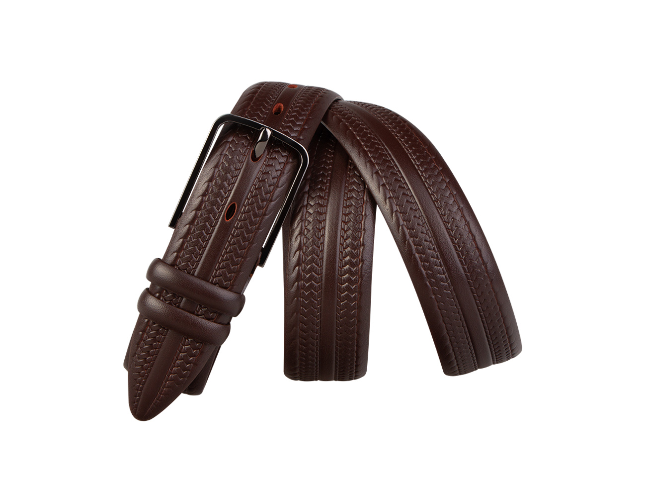 Кожаный коричневый мужской классический ремень DC35-55