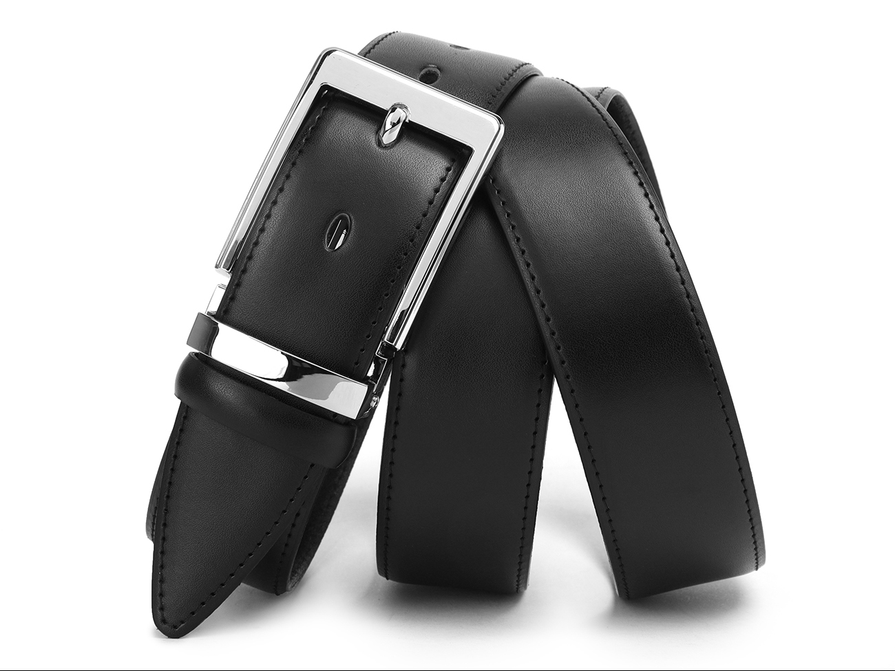 Кожаный черный мужской классический ремень DC35-83
