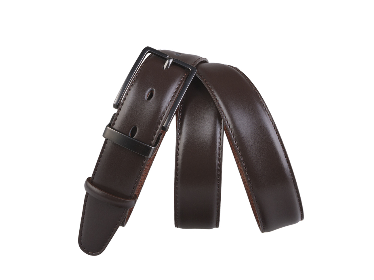 Кожаный коричневый мужской классический ремень DK30-02