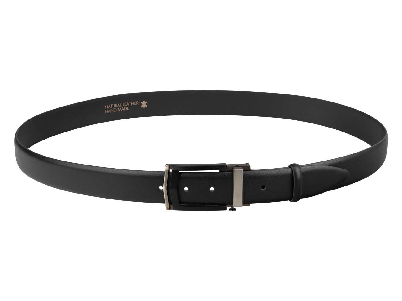 Кожаный черный мужской классический ремень PR35-222