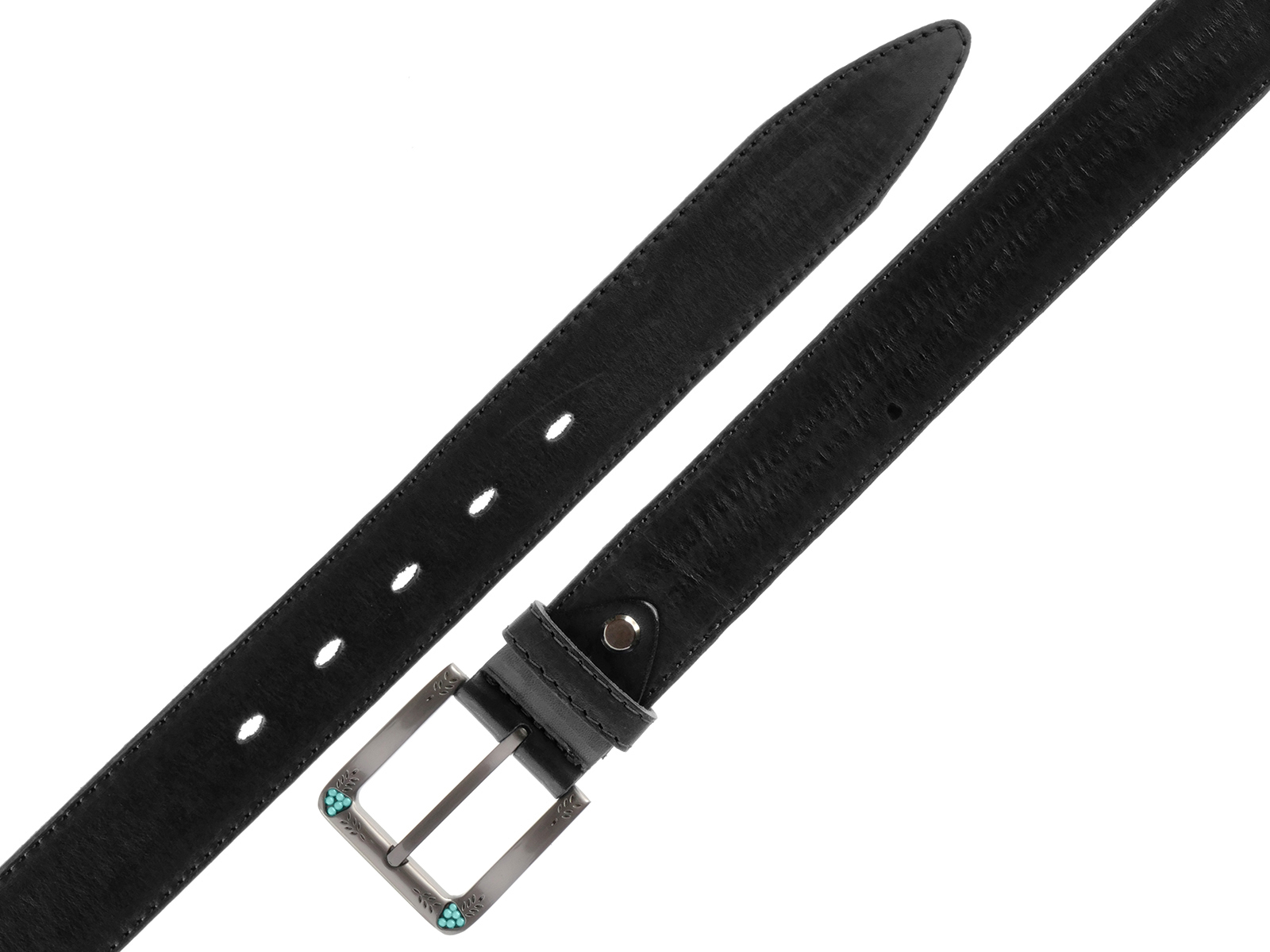 Кожаный черный женский джинсовый ремень B35-2059